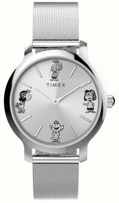 Timex Transcend Peanuts Sketch (31 mm) mostrador prateado / pulseira de malha de aço inoxidável TW2W46000
