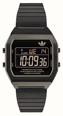 Adidas Mostrador digital digital de dois (36 mm) / pulseira de aço inoxidável preta AOST24059