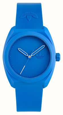 Adidas Projeto três (42 mm) mostrador azul / pulseira de bio-resina azul AOST24052