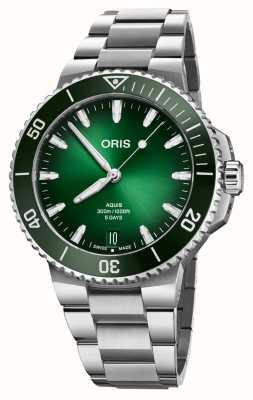 ORIS Aquis data calibre 400 automático (43,5 mm) mostrador verde / pulseira em aço inoxidável 01 400 7790 4157-07 8 23 02PEB