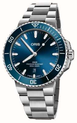 ORIS Aquis data automático (43,5 mm) mostrador azul / pulseira em aço inoxidável 01 733 7789 4135-07 8 23 04PEB
