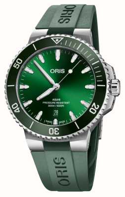 ORIS Aquis data automático (43,5 mm) mostrador verde / pulseira de borracha verde 01 733 7789 4157-07 4 23 37FC
