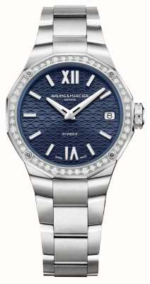 Baume & Mercier Mostrador azul noturno Riviera diamante quartzo (33 mm) / pulseira em aço inoxidável M0A10765