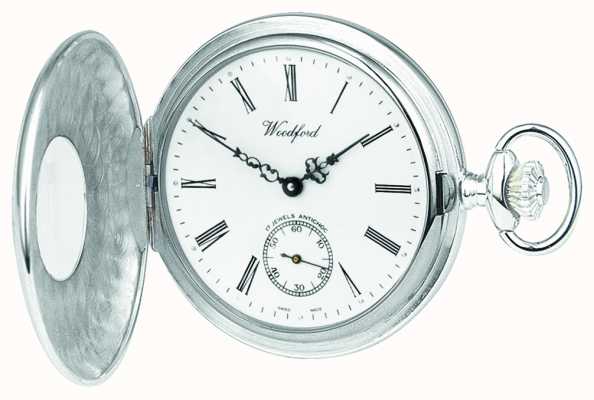 Woodford Relógio de bolso meio caçador de aço inoxidável 1067