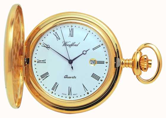 Woodford Relógio de bolso de quartzo de ouro completo Hunter 1207