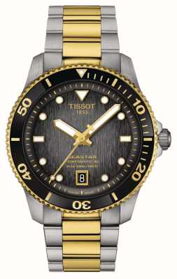 Tissot Seastar 1000 masculino powermatic 80 (40 mm) mostrador preto / pulseira de aço inoxidável em dois tons T1208072205100