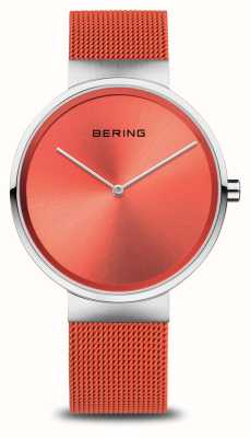 Bering Mostrador clássico (39 mm) laranja/pulseira de malha de aço laranja 14539-505