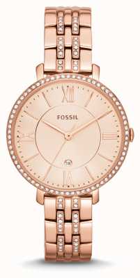 Fossil Jaqueline feminina | mostrador de ouro rosa | conjunto de cristal | pulseira de aço inoxidável de ouro rosa ES3546