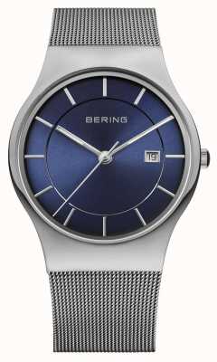 Bering Relógio masculino azul com bracelete em malha milanesa 11938-003
