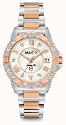 Bulova Relógio feminino estrela marinha diamante dois tons 98R234