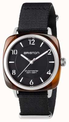 Briston Clubmaster chique de aço unissex em acetato preto com pulseira de nato 17536.SA.T.1.NB