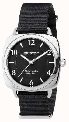 Briston Clubmaster chique unissex em aço preto com pulseira de nato 17536.S.L.1.NB