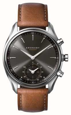 Kronaby 43mm sekel bluetooth marrom couro preto discagem a1000-0719 S0719/1