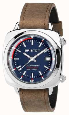Briston Mergulhador de clubmaster unissexo, couro escovado, auto marinho 17642.PS.D.15.LVBR