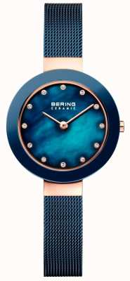 Bering Bracelete milanesa azul de cerâmica feminina 11429-367