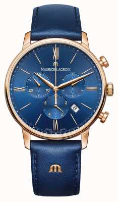 Maurice Lacroix Eliros cronógrafo relógio azul e ouro EL1098-PVP01-411-1