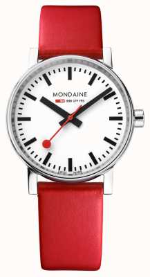 Mondaine Relógio Evo2 com pulseira de couro vegano vermelho de 35 mm MSE.35110.LCV