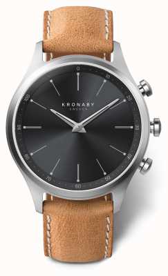 Kronaby 41mm sekel mostrador preto pulseira de couro marrom a1000-3123 S3123/1