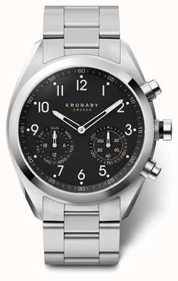 Kronaby 43mm ápice preto discagem pulseira de aço inoxidável a1000-3111 S3111/1