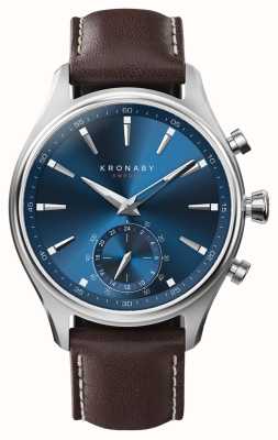 Kronaby Smartwatch híbrido Sekel (41 mm) mostrador azul / pulseira de couro italiano marrom escuro S3120/1