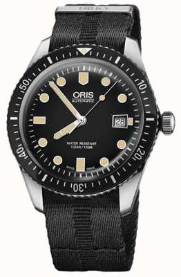 ORIS Divers sessenta e cinco mostrador preto automático (42 mm) / pulseira preta da OTAN 01 733 7720 4054-07 5 21 26FC