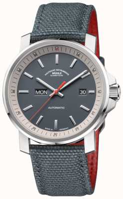 Muhle Glashutte O relógio cinza de aço inoxidável 29er tag datum M1-25-34-CB