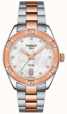 Tissot Relógio feminino esportivo chique pr100 com pulseira de dois tons T1019102211600