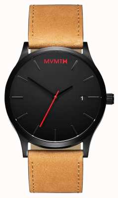 MVMT Bronzeado preto clássico | pulseira de couro marrom | mostrador preto D-L213.5L.351