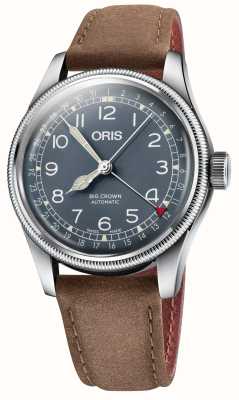 ORIS Grande ponteiro de coroa data automático (40 mm) mostrador azul / pulseira de couro marrom 01 754 7741 4065-07 5 20 63