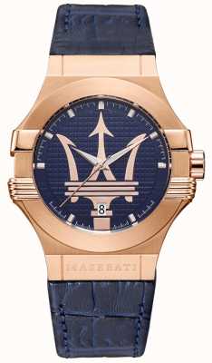 Maserati Potenza 42mm masculino | caixa folheada a ouro | mostrador azul R8851108027