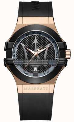 Maserati Potenza análogo para homens | mostrador preto | pulseira de silicone preta R8851108002