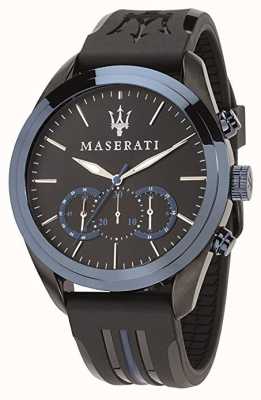 Maserati Cronógrafo traguardo masculino | mostrador azul | silicone preto R8871612006