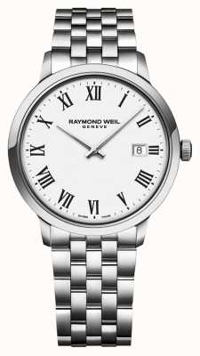 Raymond Weil | pulseira de tocata de aço inoxidável para homem | mostrador branco | 5485-ST-00300