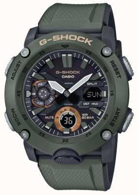 Casio | protetor de núcleo de carbono g-shock | pulseira de borracha verde | GA-2000-3AER