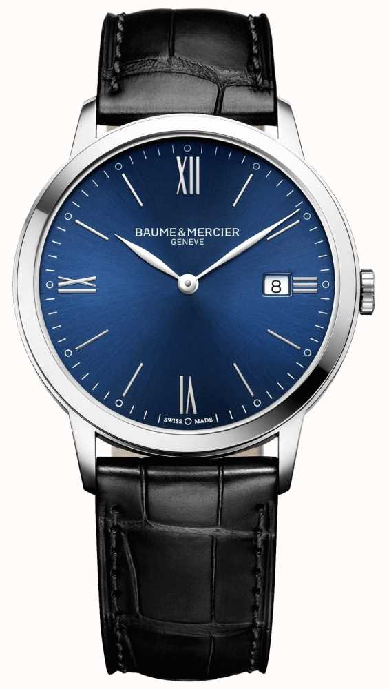 Baume Mercier Classima Dos Homens Pulseira De Couro Preta