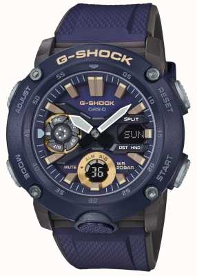 Casio | horário mundial do núcleo de carbono g-shock | pulseira de borracha azul | GA-2000-2AER