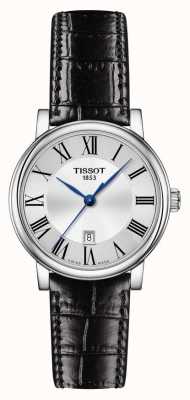 Tissot | carson classic | pulseira de couro preta | mostrador prateado | T1222101603300