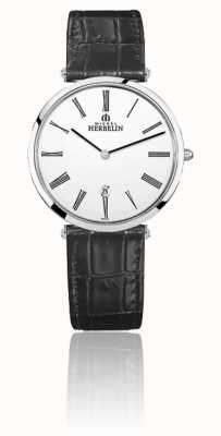 Michel Herbelin | homens | épsilon | pulseira de couro preta | mostrador branco | 19406/01N