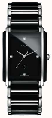 RADO Relógio de mostrador quadrado preto de alta tecnologia com diamantes integrais em cerâmica R20206712