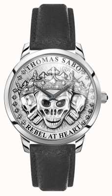 Thomas Sabo | espírito rebelde dos homens crânios 3d | pulseira de couro preta | WA0355-203-201-42