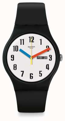 Swatch | novo cavalheiro | relógio elementar | silicone preto | SO29B705