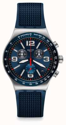 Swatch | novo crono ironia | relógio de grade azul | YVS454