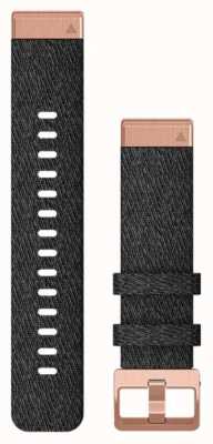 Garmin Somente pulseira do relógio Quickfit 20, nylon preto heathered com ferragem em ouro rosa 010-12874-00