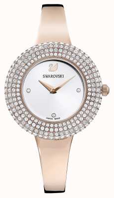 Swarovski | rosa de cristal | pulseira em ouro rosa | mostrador prateado | 5484073