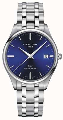 Certina Cronômetro Ds-8 | pulseira de aço inoxidável | mostrador azul | C0334511104100