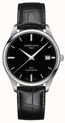 Certina Cronômetro Ds-8 | pulseira de couro preta | mostrador preto | C0334511605100
