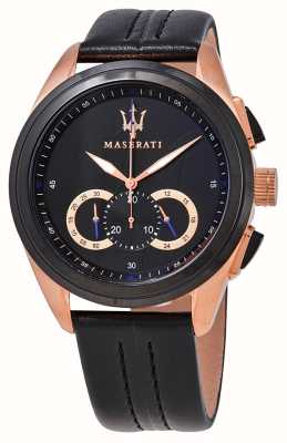 Maserati Traguardo | pulseira de couro preto | mostrador preto R8871612025