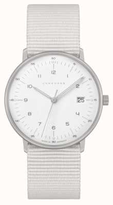 Junghans Max bill damen | pulseira de náilon branca | mostrador branco 47/4050.04