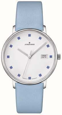 Junghans Formulário damen | pulseira de couro azul | mostrador prateado 47/4055.00
