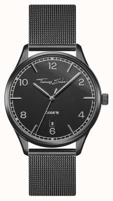 Thomas Sabo | glamour e alma | pulseira de malha preta para senhora | mostrador preto WA0362-202-203-36